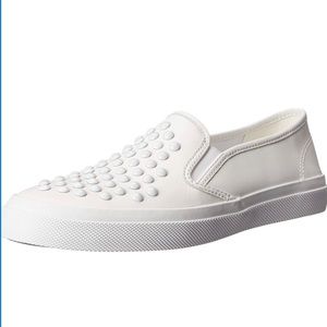 Coach Leather Chrissy Rivet Slip On Sneakers-Chalk